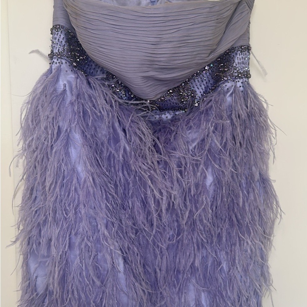 Lavender Lilac Feathered Mini Feather Formal Sue Wong Bridal Nocturne - Picture 3 of 7